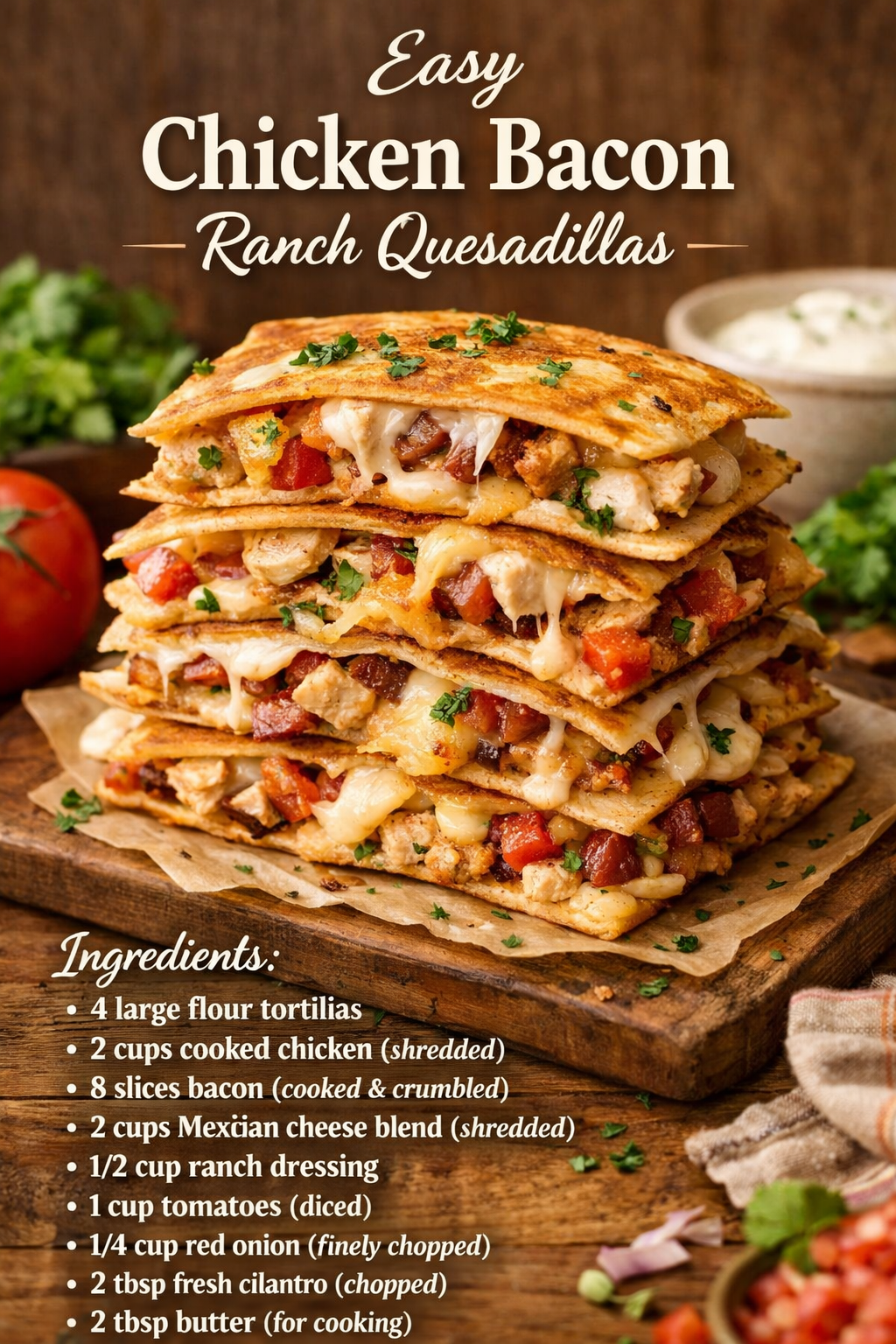 Easy Chicken Bacon Ranch Quesadilla