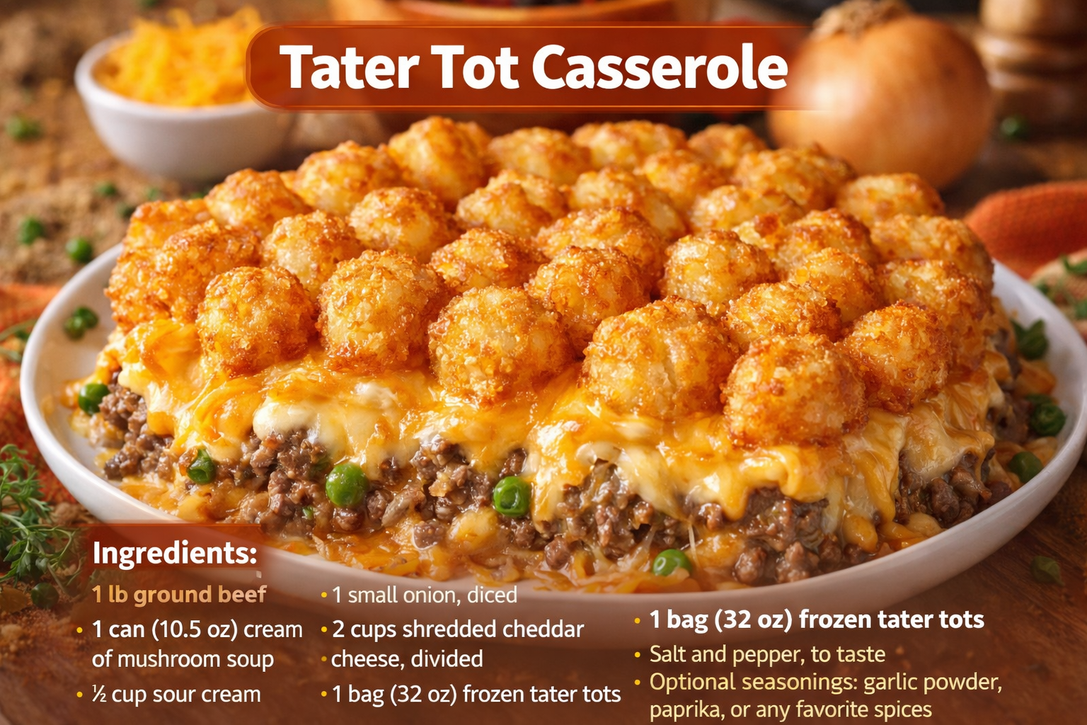 Tater Tot Casserole with Ground Beef
