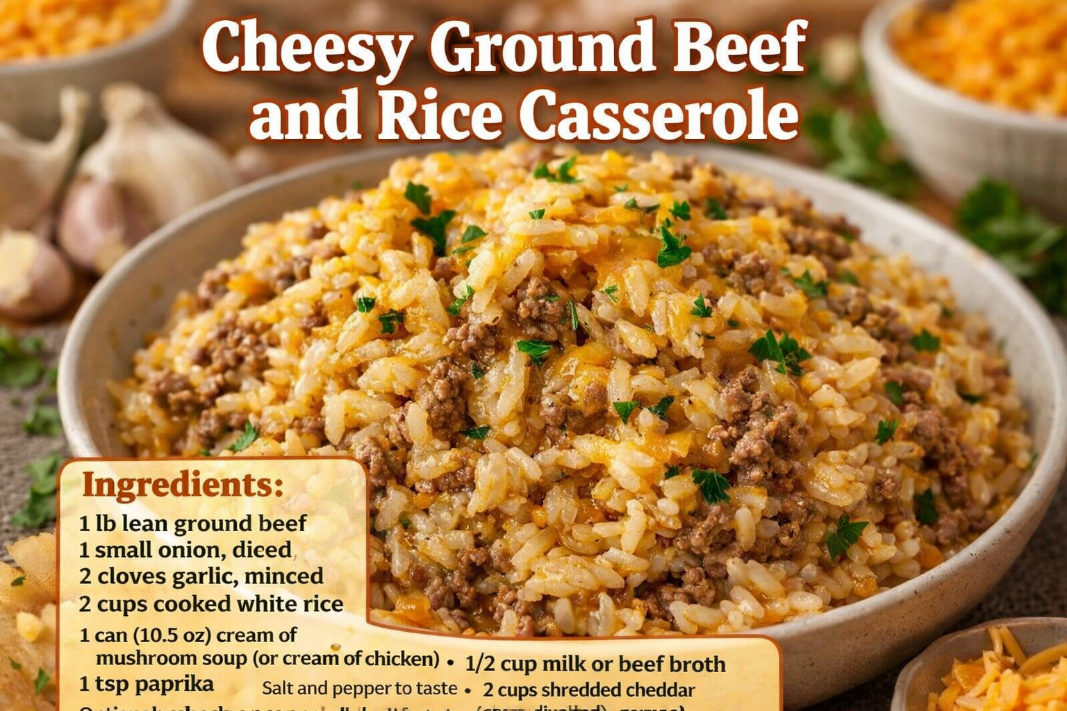 Cheesy Ground Beef and Rice Casserole