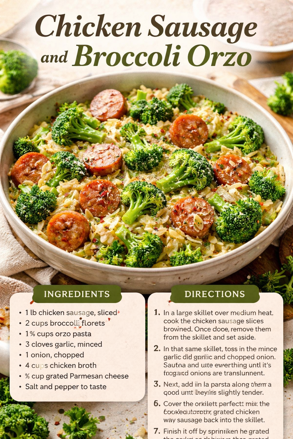 Chicken Sausage and Broccoli Orzo