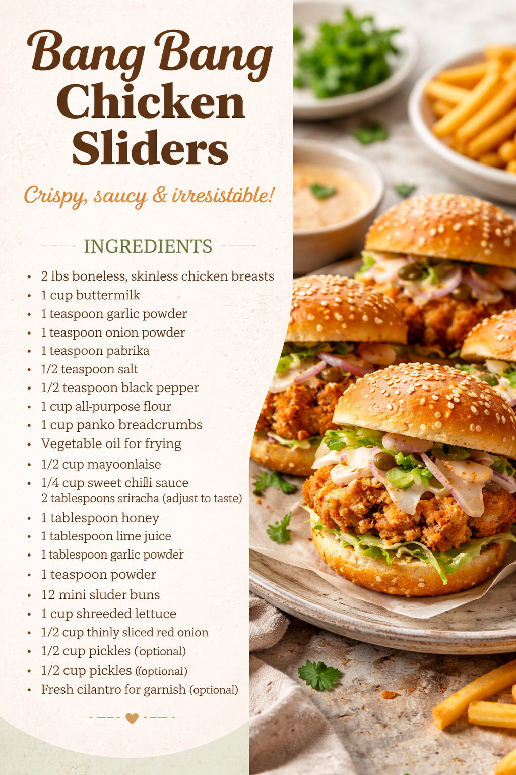 Bang Bang Chicken Sliders Recipe