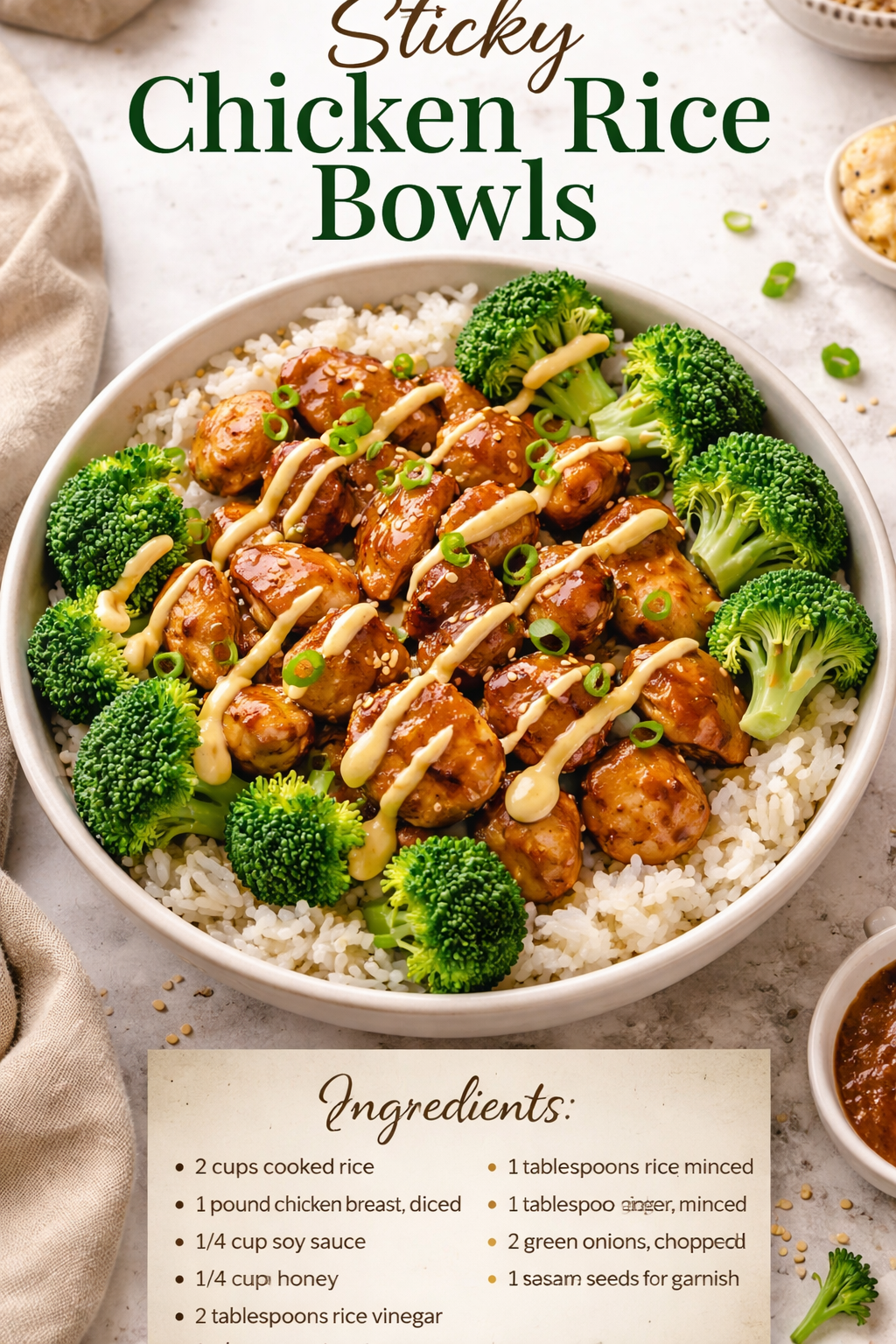 Sticky Chicken Rice Bowls