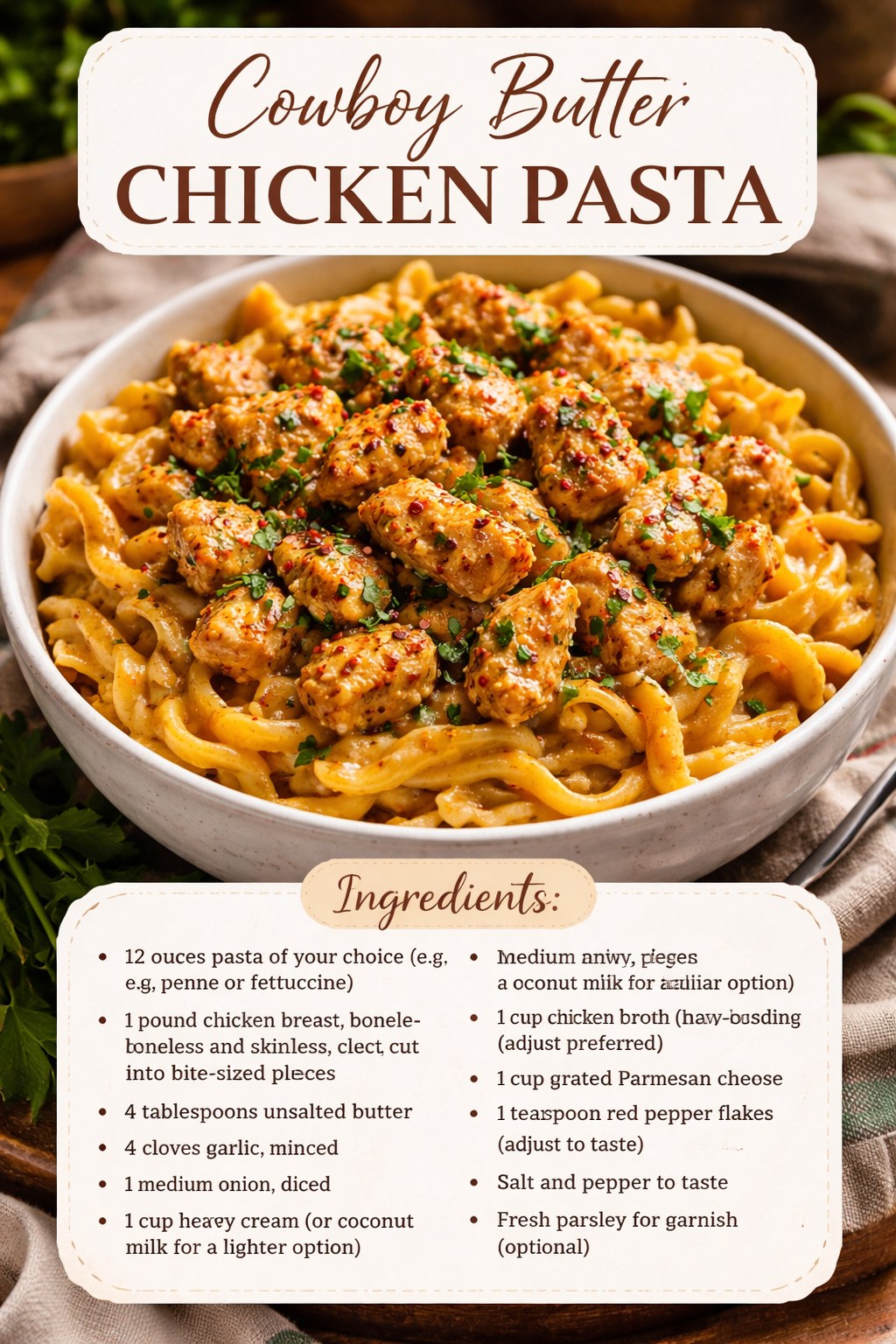 Cowboy Butter Chicken Pasta Recipe: Easy, Creamy and Flavorful