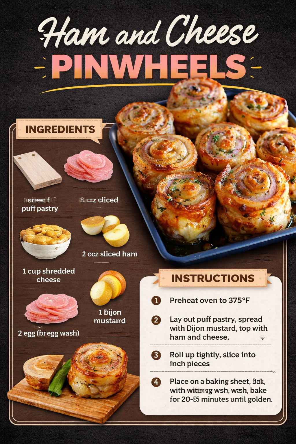 Ham and Cheese Pinwheels