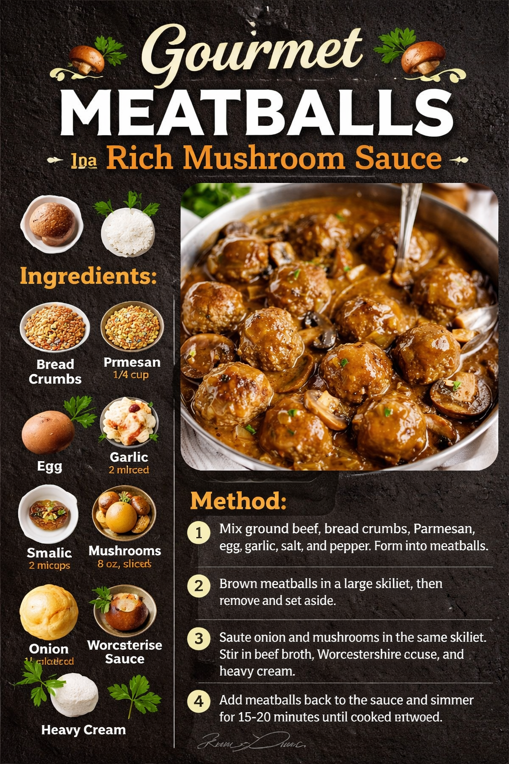 Gourmet Meatballs in a Rich Mushroom Sauce