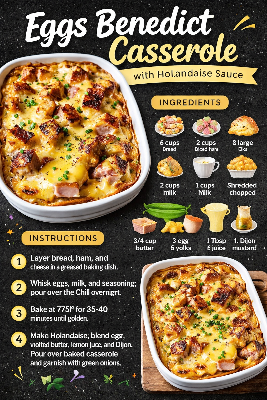 Eggs Benedict Casserole with Hollandaise Sauce