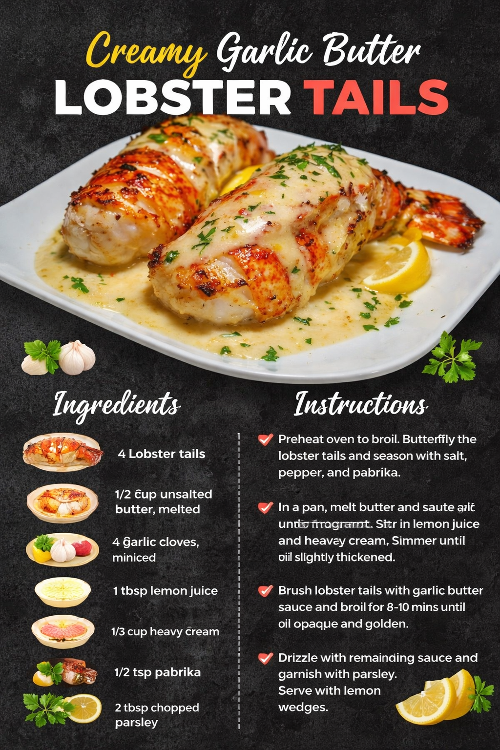 Creamy Garlic Butter Lobster Tails