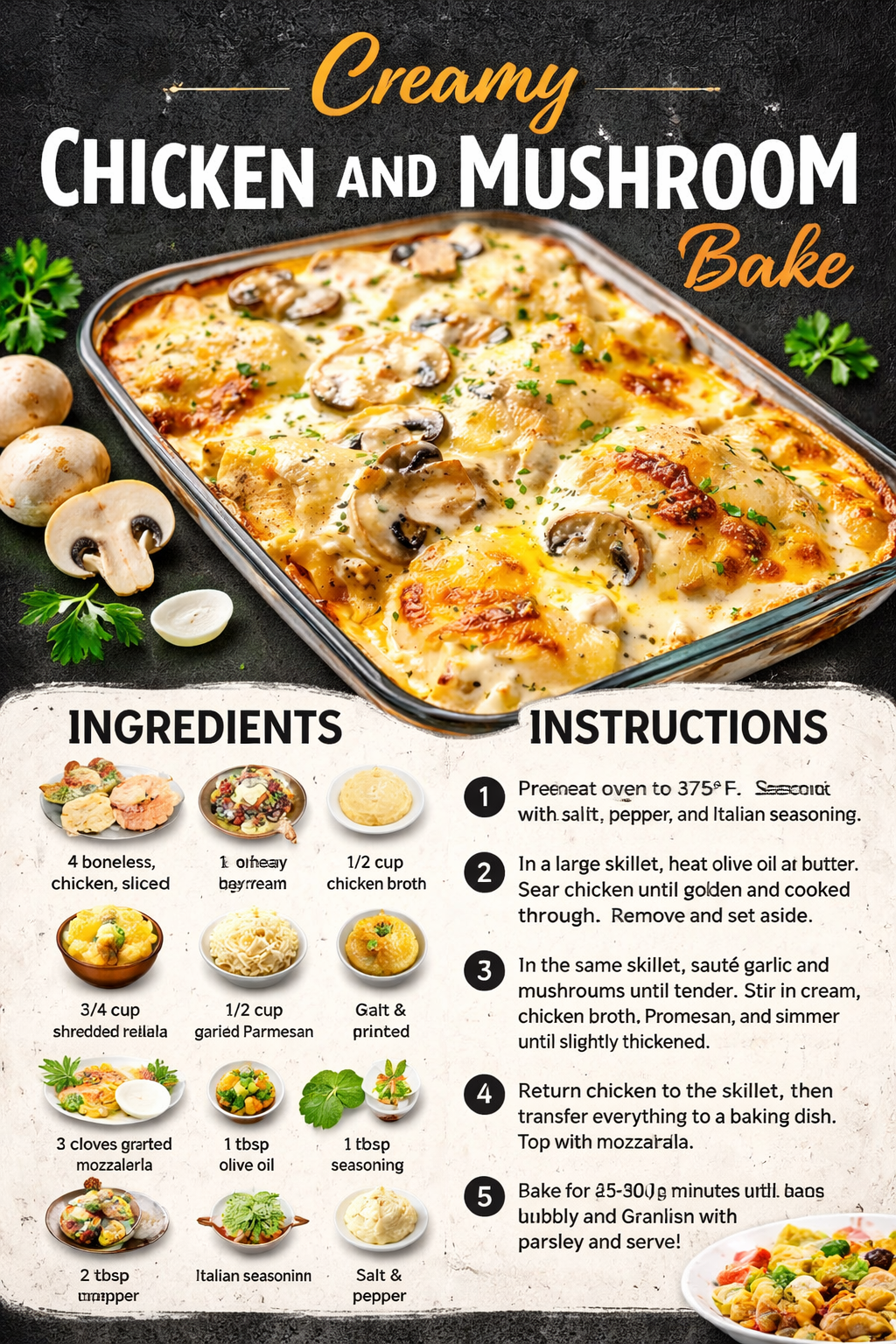 Creamy Chicken and Mushroom Bake