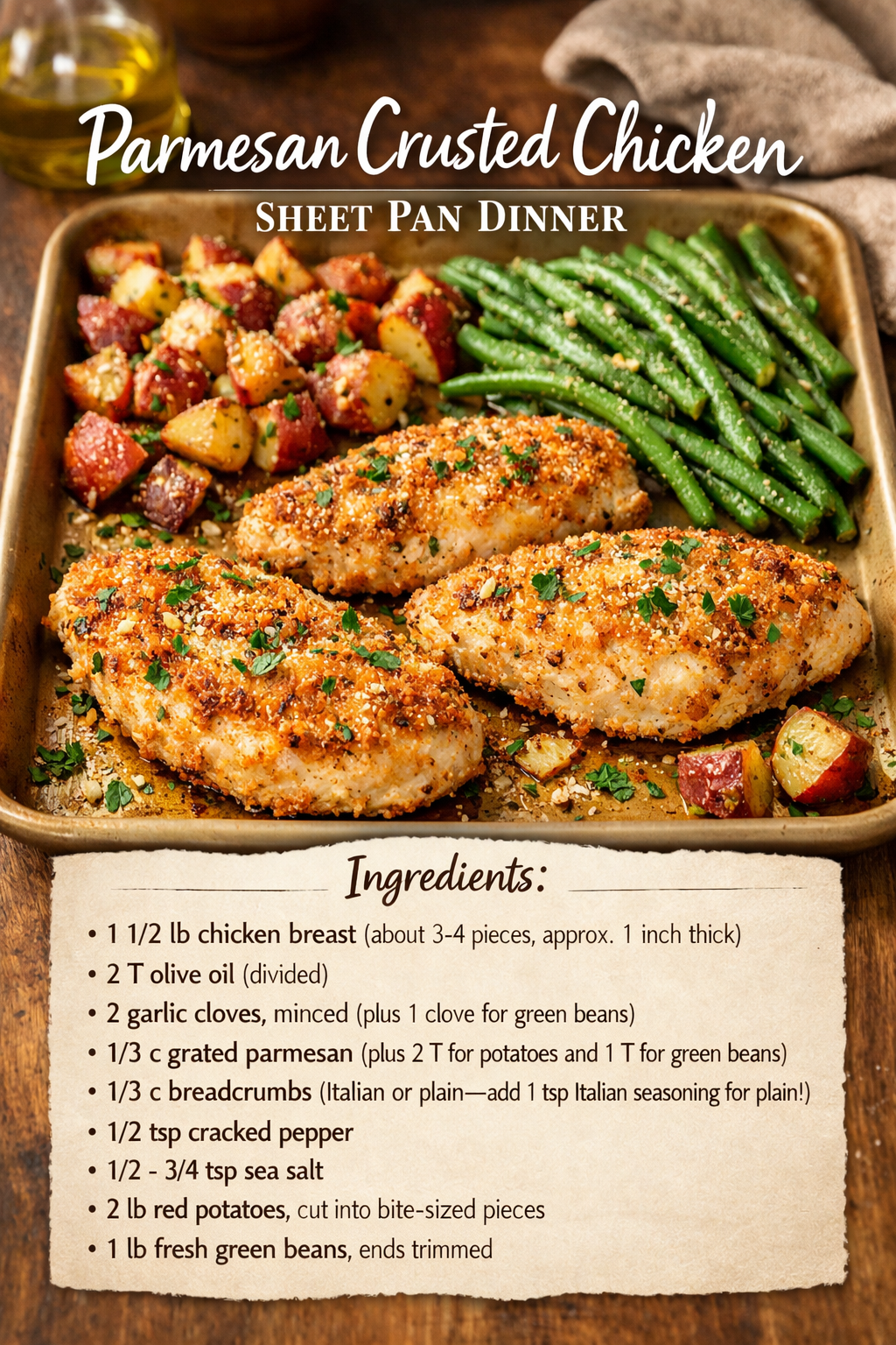 Parmesan Crusted Chicken Sheet Pan Dinner