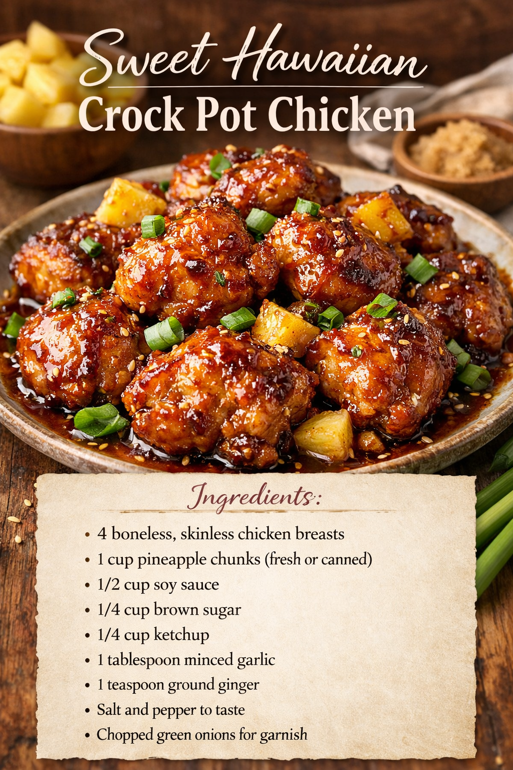 Sweet Hawaiian Crock Pot Chicken