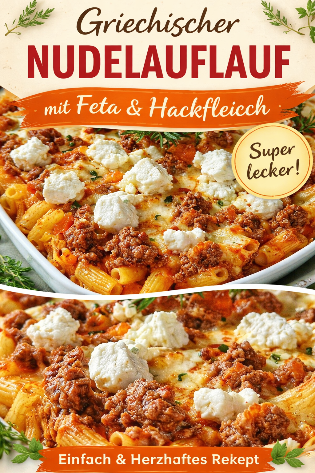 Griechischer Nudel-Auflauf mit Feta und Hackfleisch