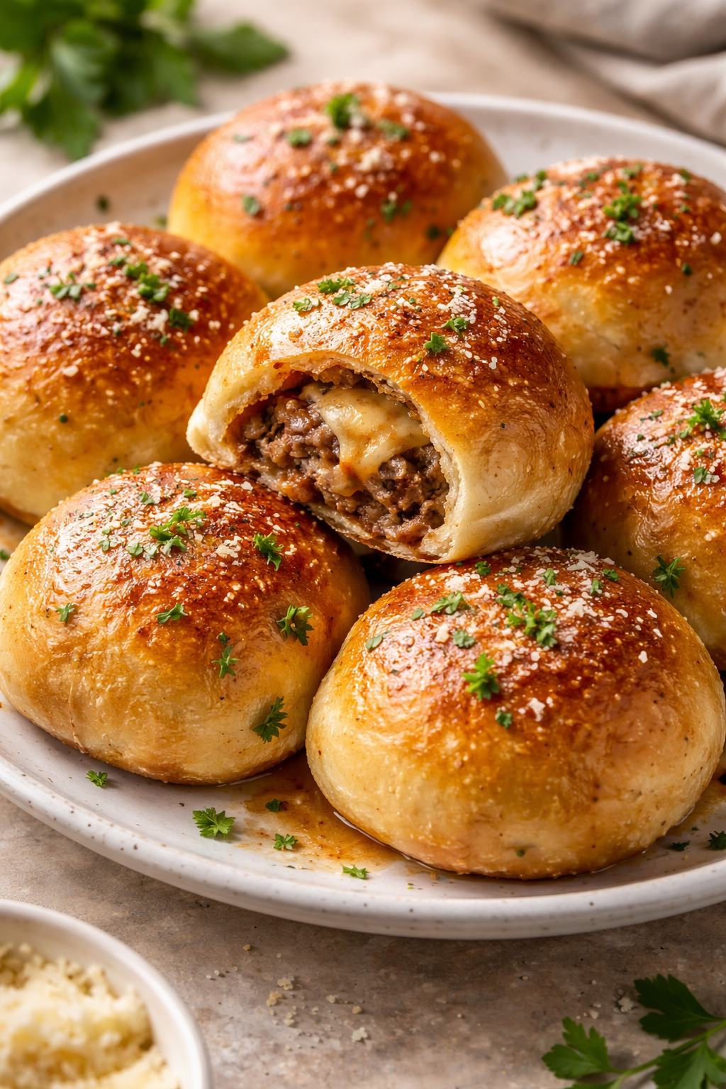 Garlic Parmesan Cheeseburger Bombs