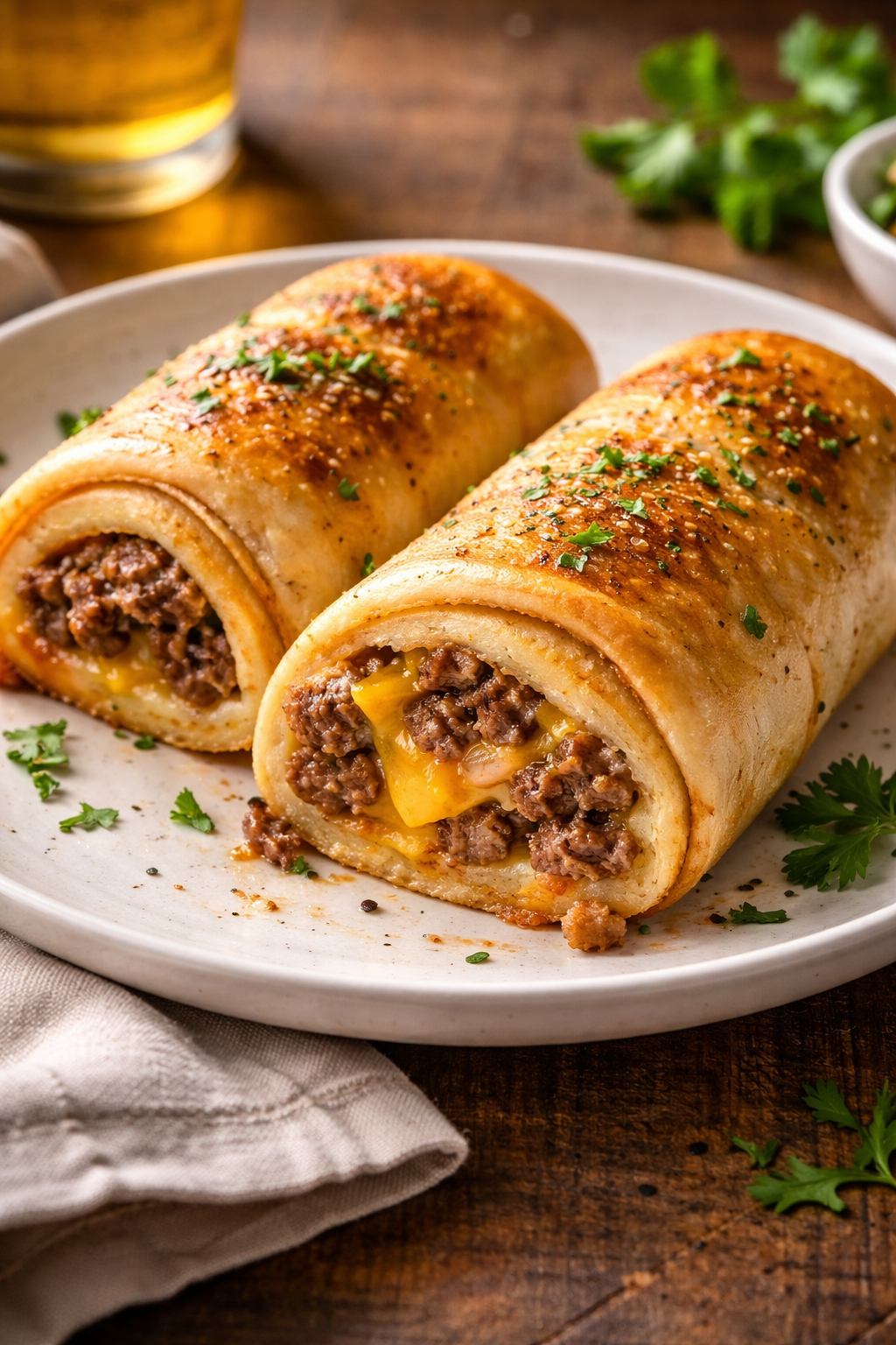 Garlic Butter Beef Cheeseburger Rollups