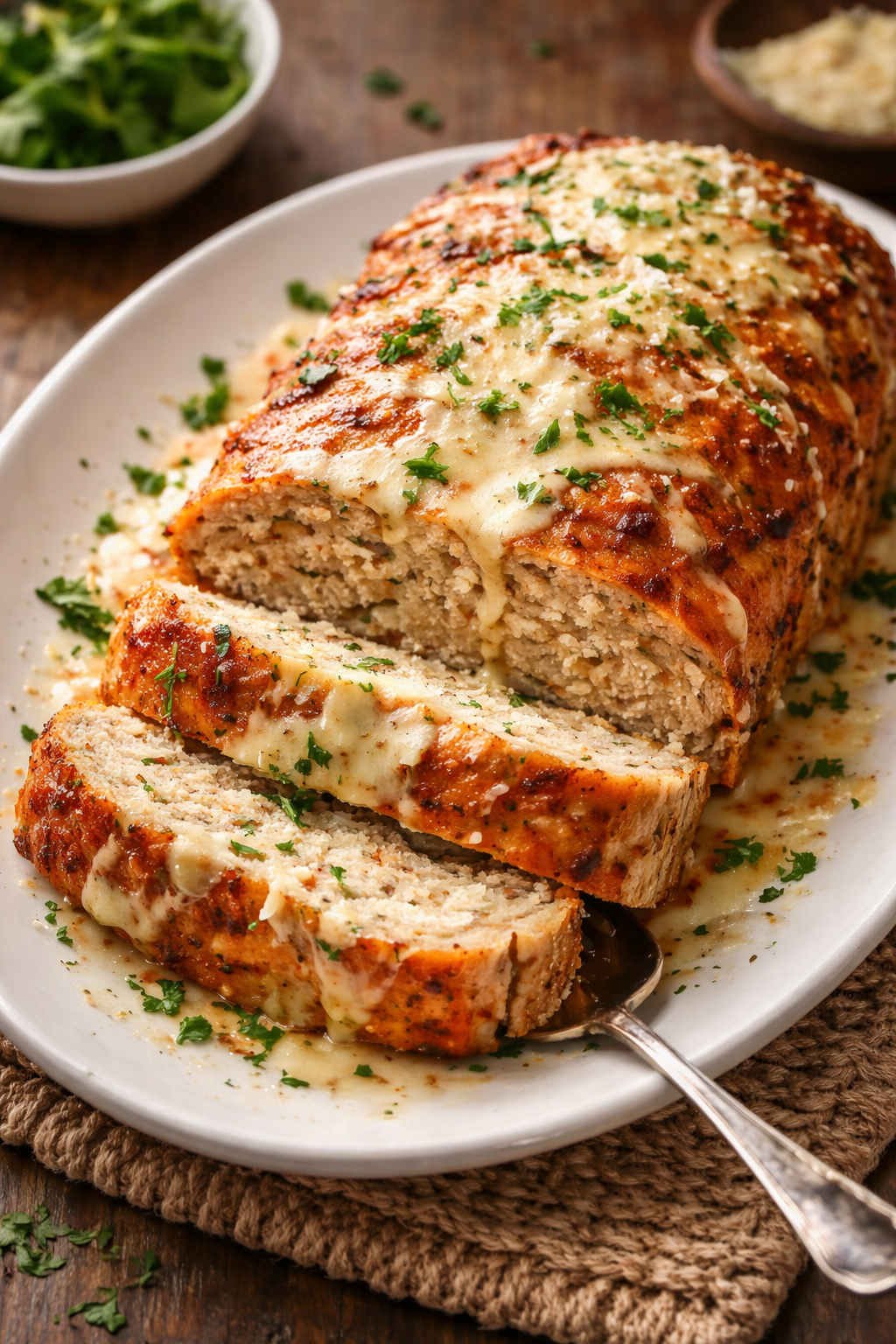 Garlic Parmesan Chicken Meatloaf