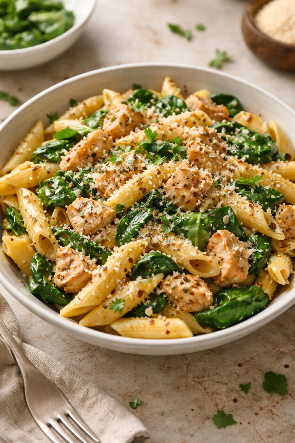 Healthy Garlic Parmesan Chicken Pasta