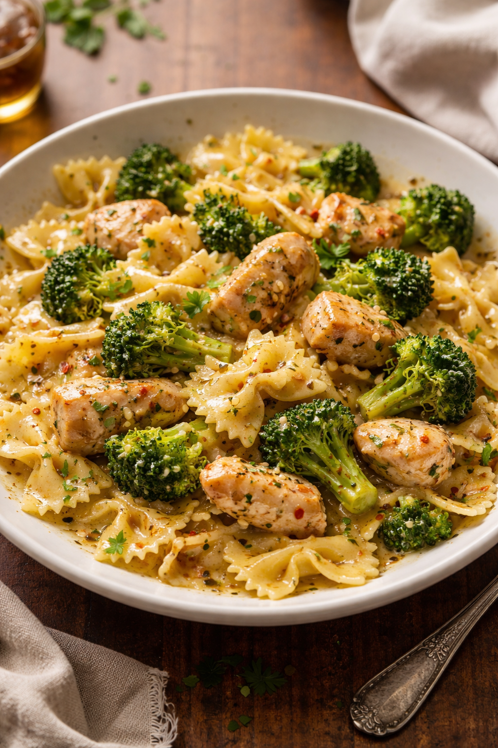 Cowboy Butter Lemon Bowtie Chicken with Broccoli