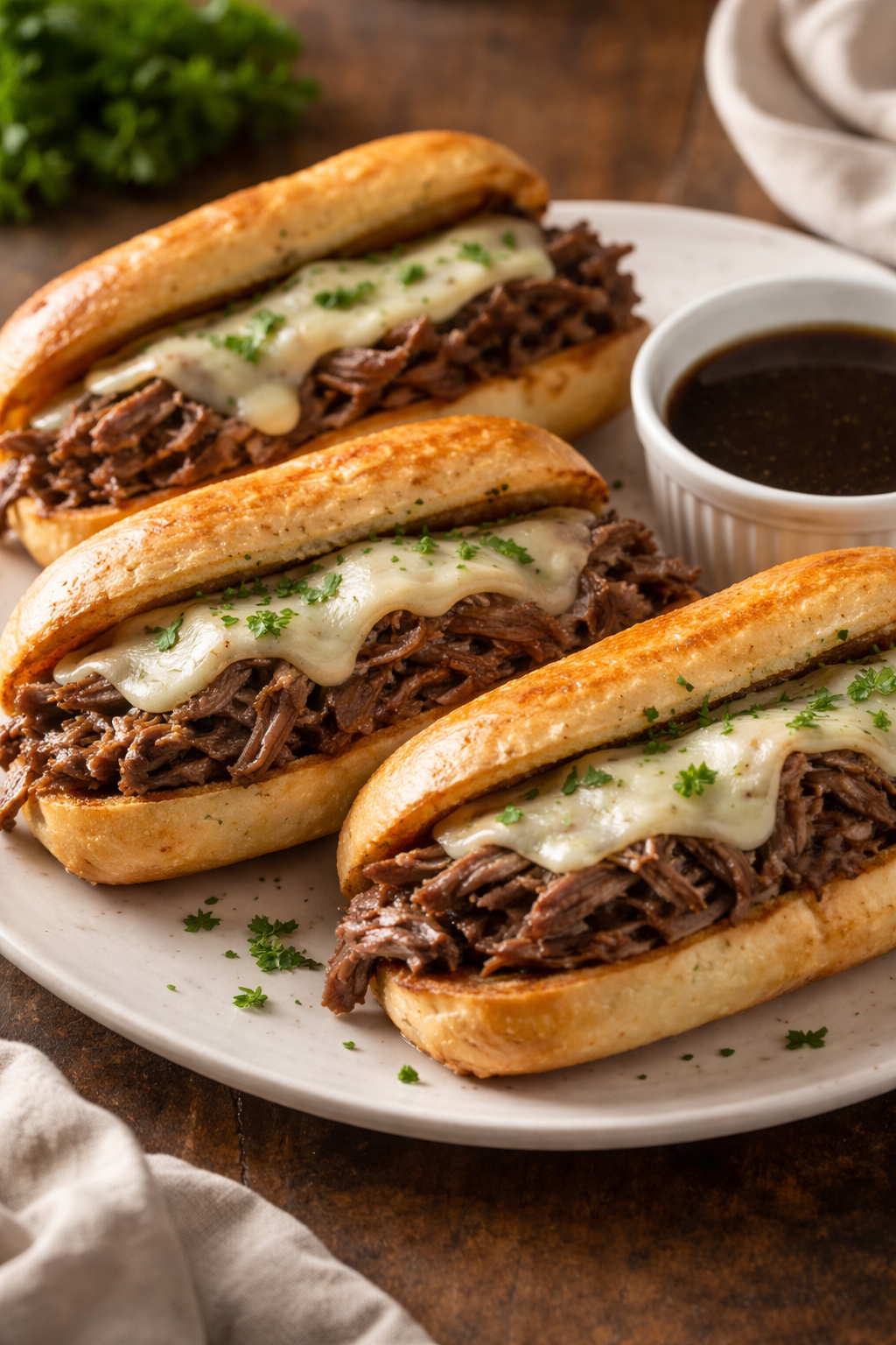 Crockpot French Dip Sandwiches