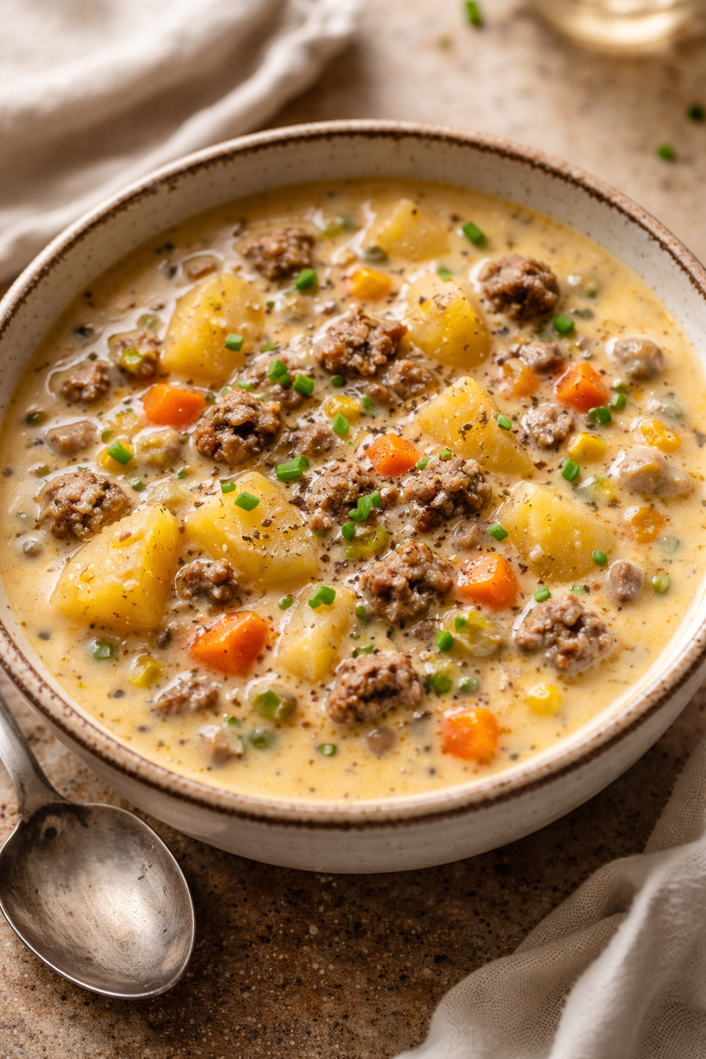 Crockpot Creamy Potato & Hamburger Soup