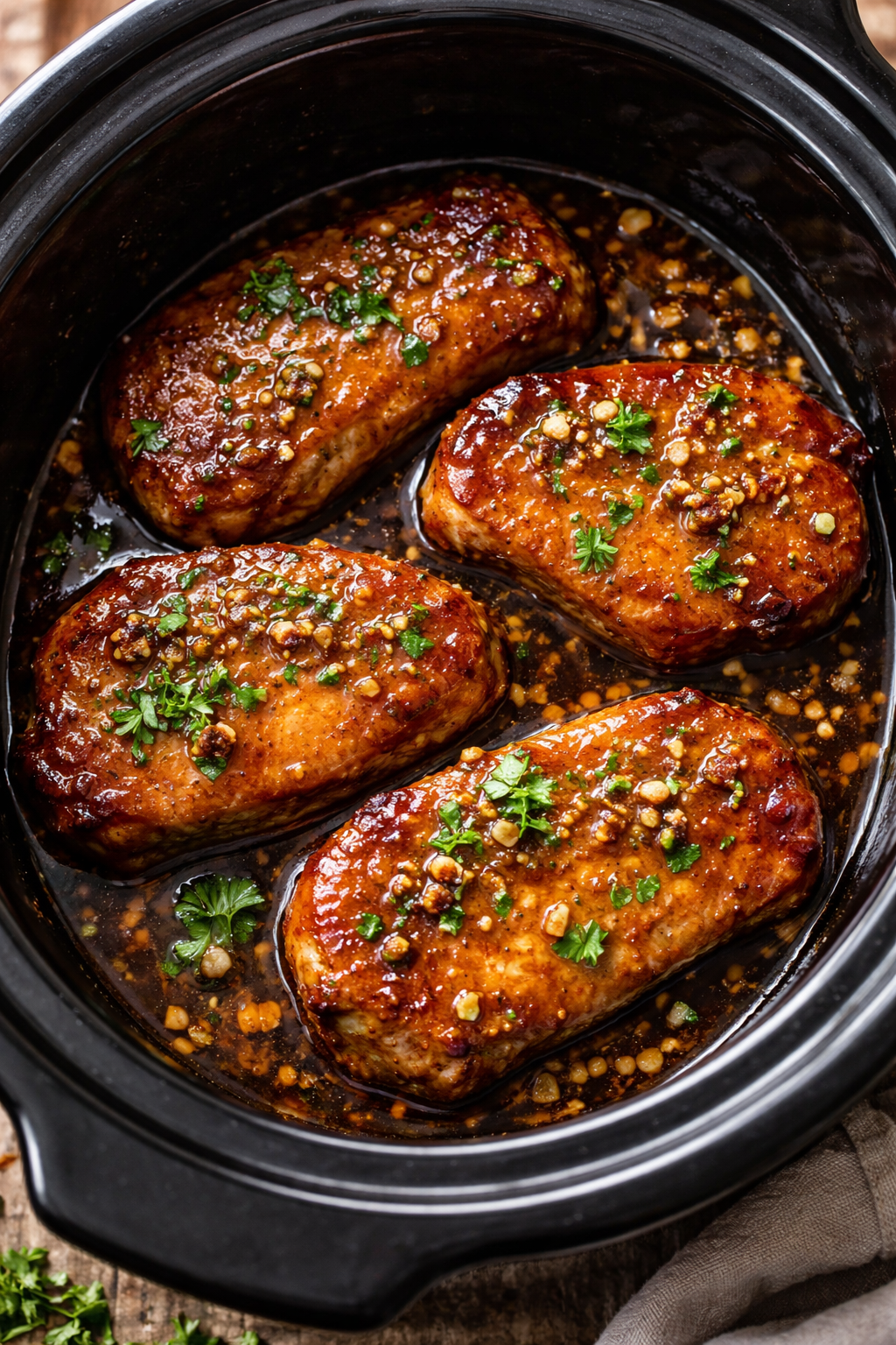 Slow Cooker Honey Garlic Pork Chops