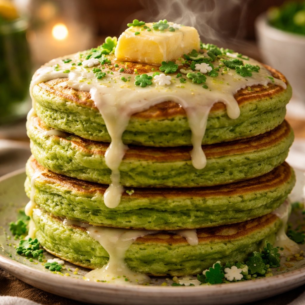 Fluffy St. Patrick's Day Green Buttermilk Pancakes