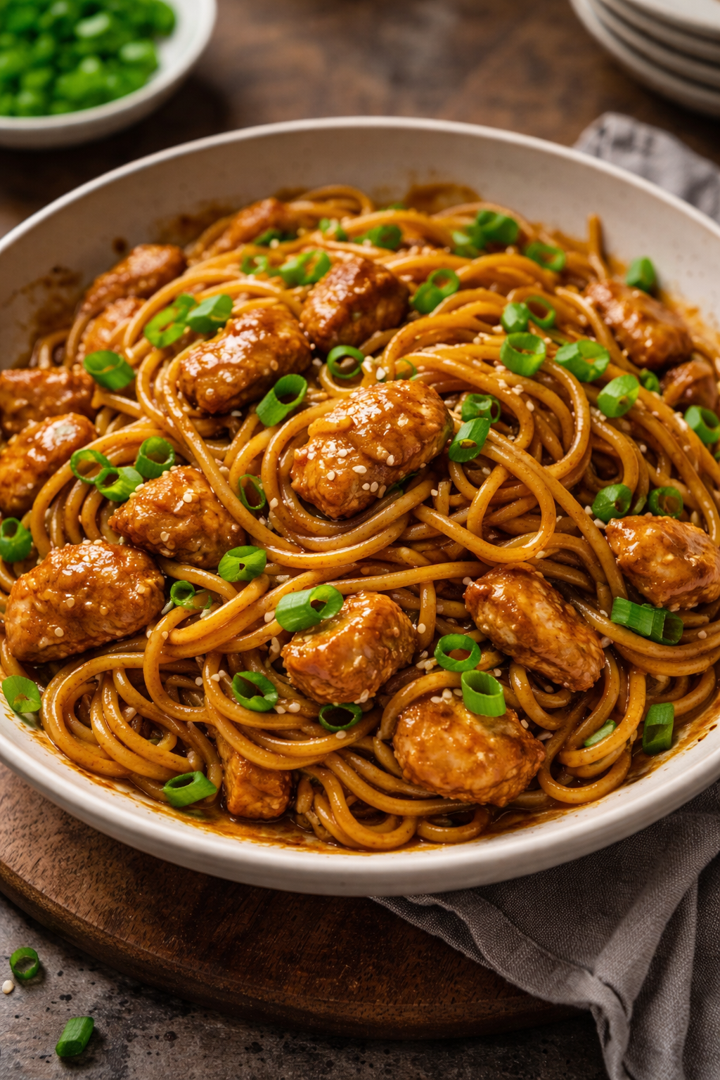 Sticky Garlic Chicken Noodles
