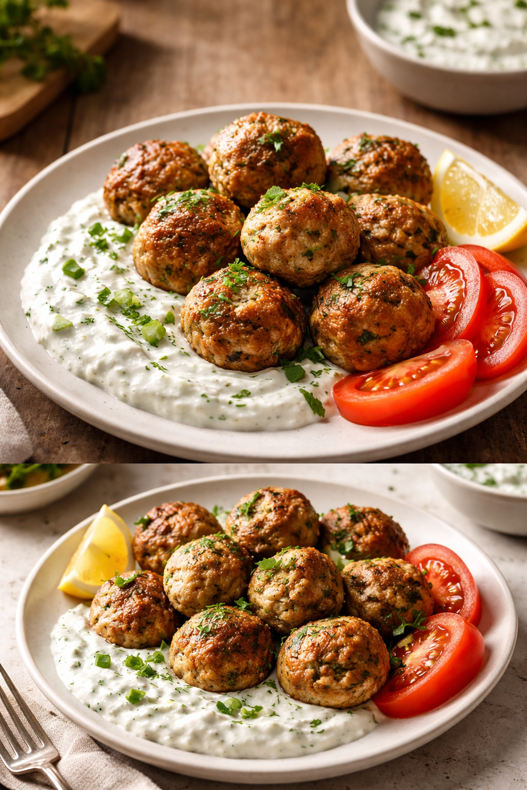 Greek Turkey Meatballs with Tzatziki