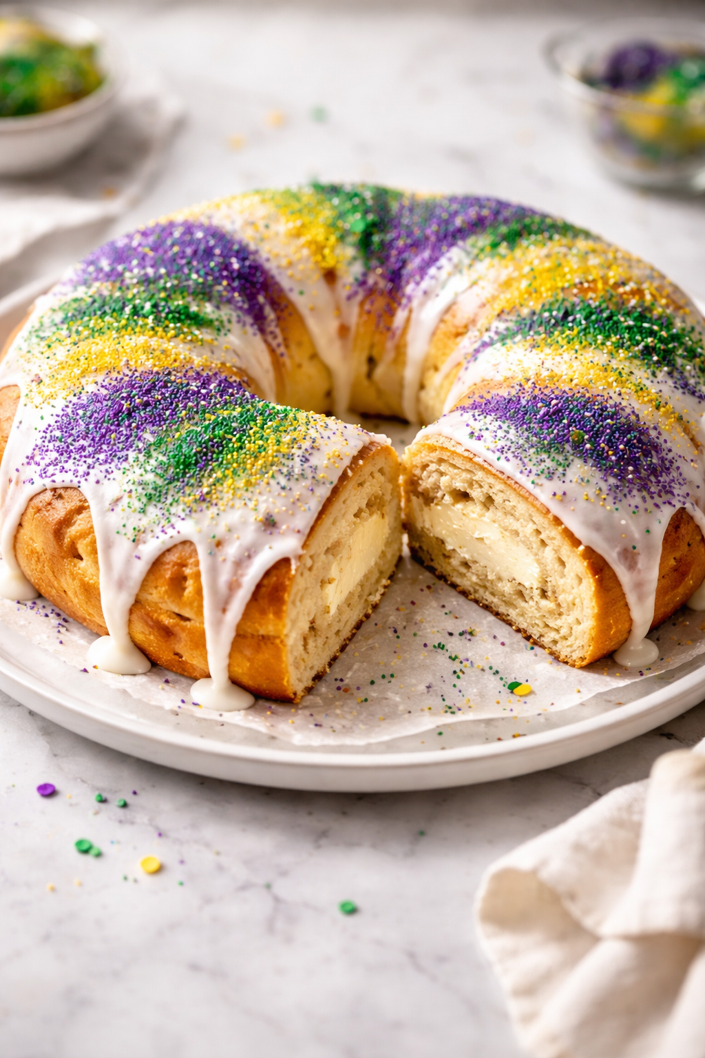 King Cake with Cream Cheese Filling