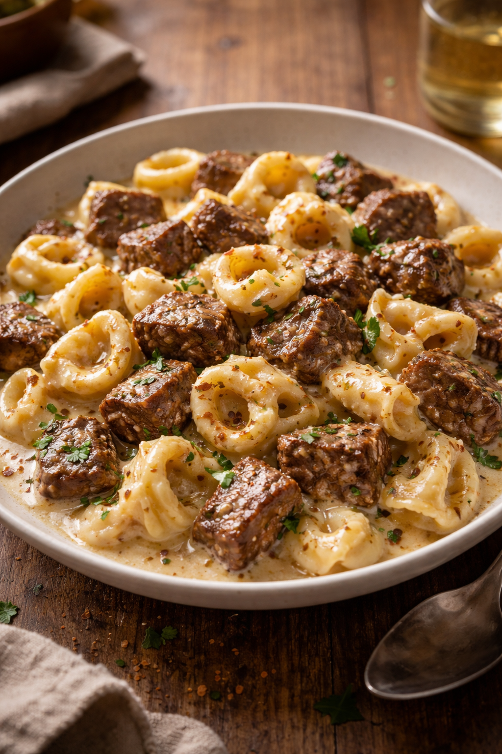 Cracked Garlic Steak Tortellini in Creamhouse Sauce Bliss