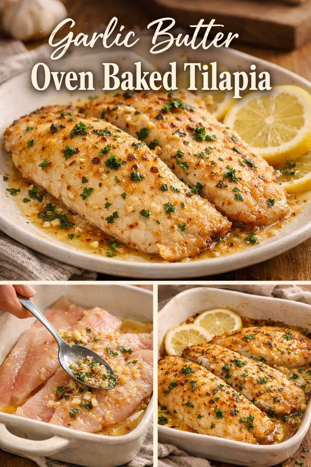 Garlic Butter Oven Baked Tilapia