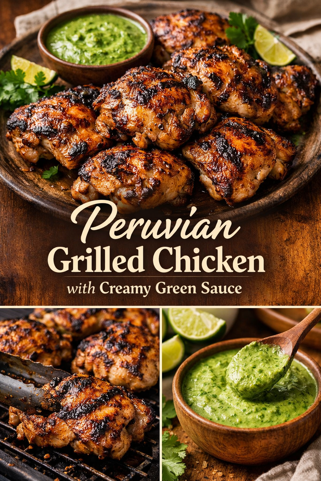 Peruvian Grilled Chicken with Creamy Green Sauce