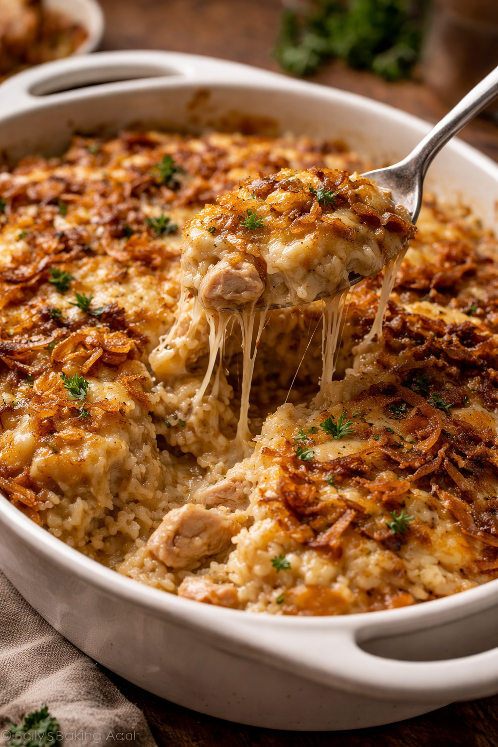 French Onion Chicken Rice Bake