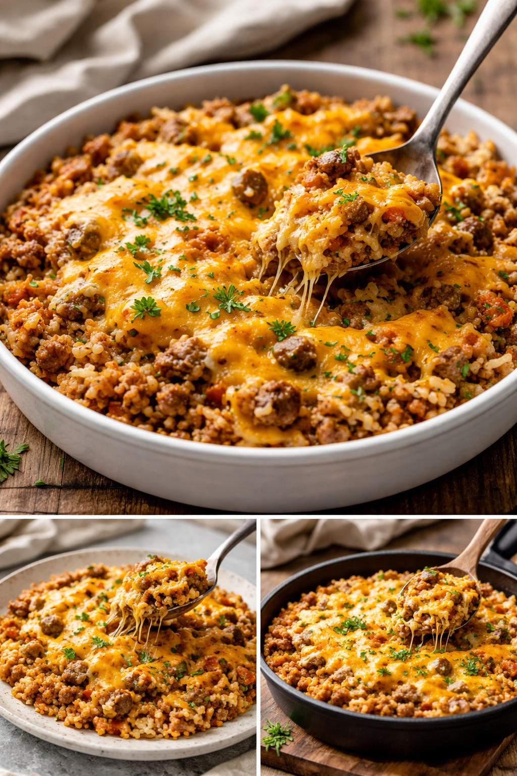 Cheesy Ground Beef and Rice Casserole