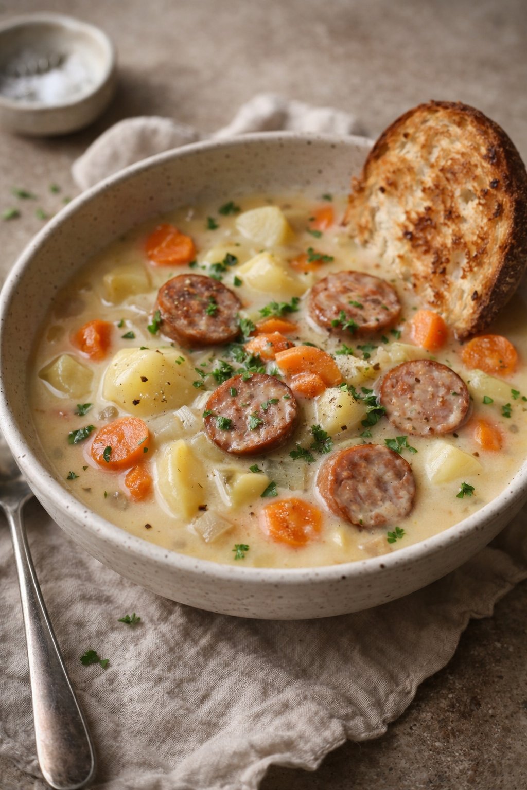 Traditionelles Rezept für deutsche Kartoffelsuppe (Kartoffelsuppe)