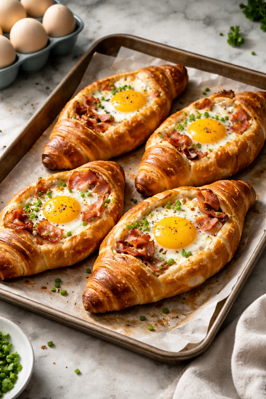 Egg & Bacon Croissant Boats