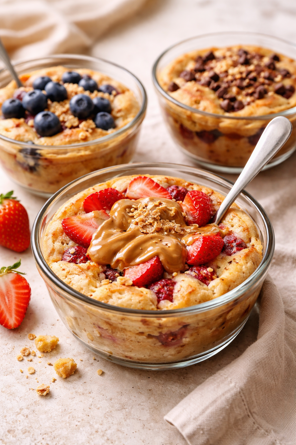 Single Serving Fluffy Baked Protein Pancake Bowls