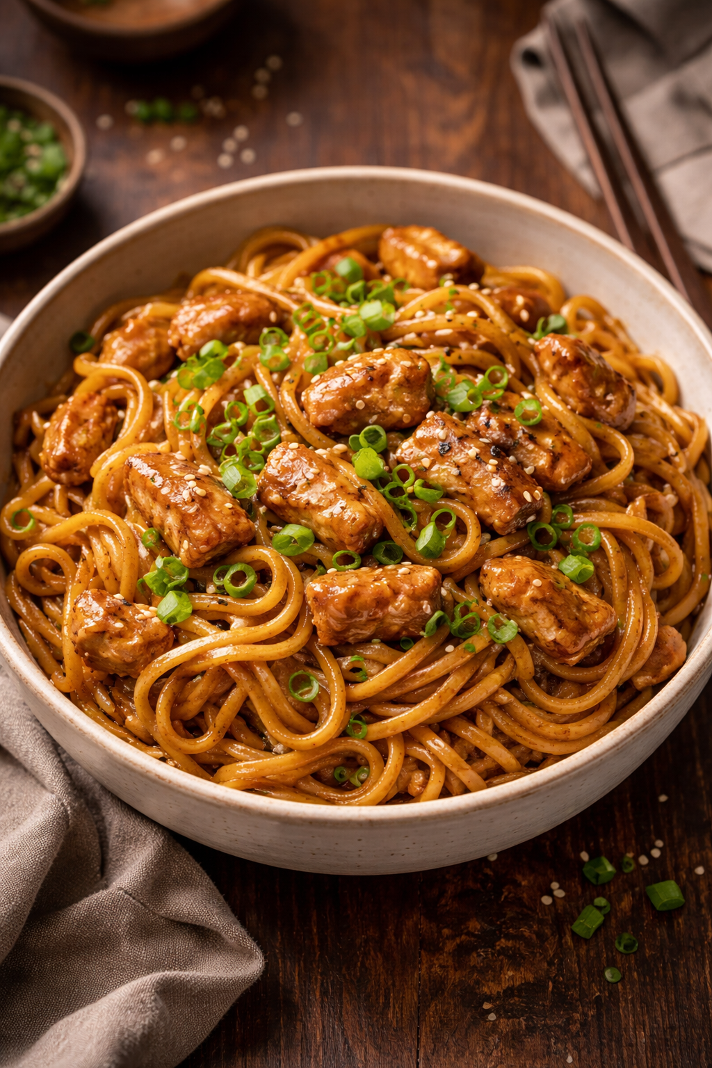 Sticky Garlic Chicken Noodles