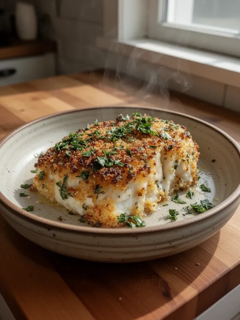 Garlic Parmesan Crusted Halibut