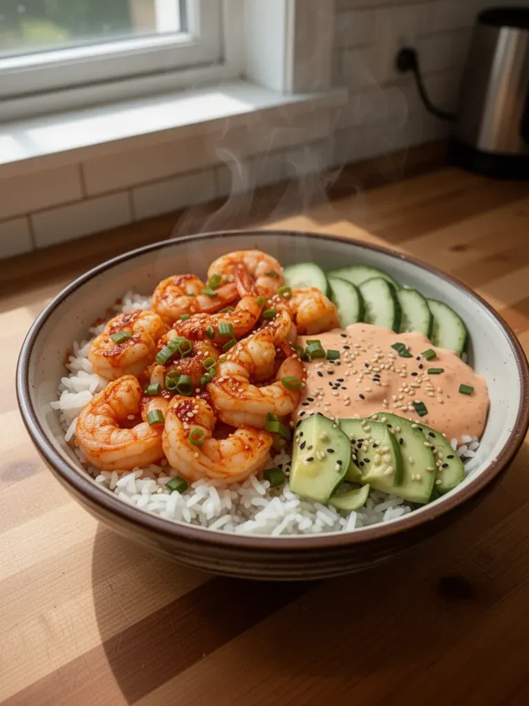 Shrimp Rice Bowls with Spicy Mayo