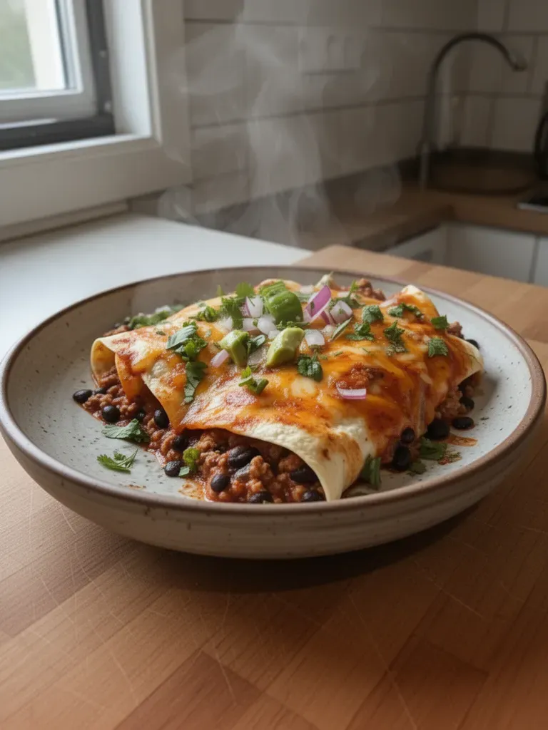 Enchiladas z indyka i czarnej fasoli