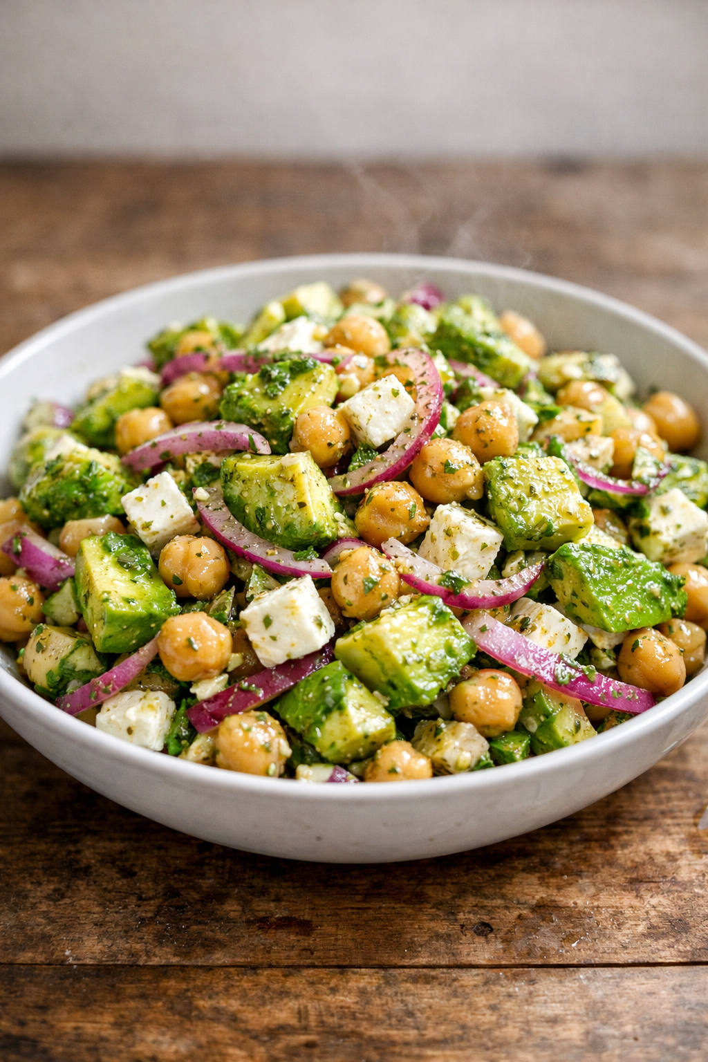 Chickpea Feta Avocado Salad