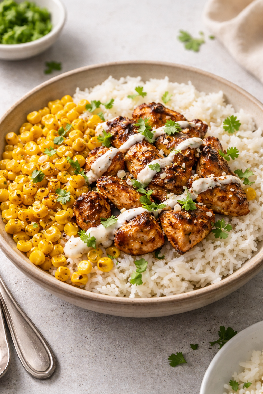 Street Corn Chicken Rice Bowl
