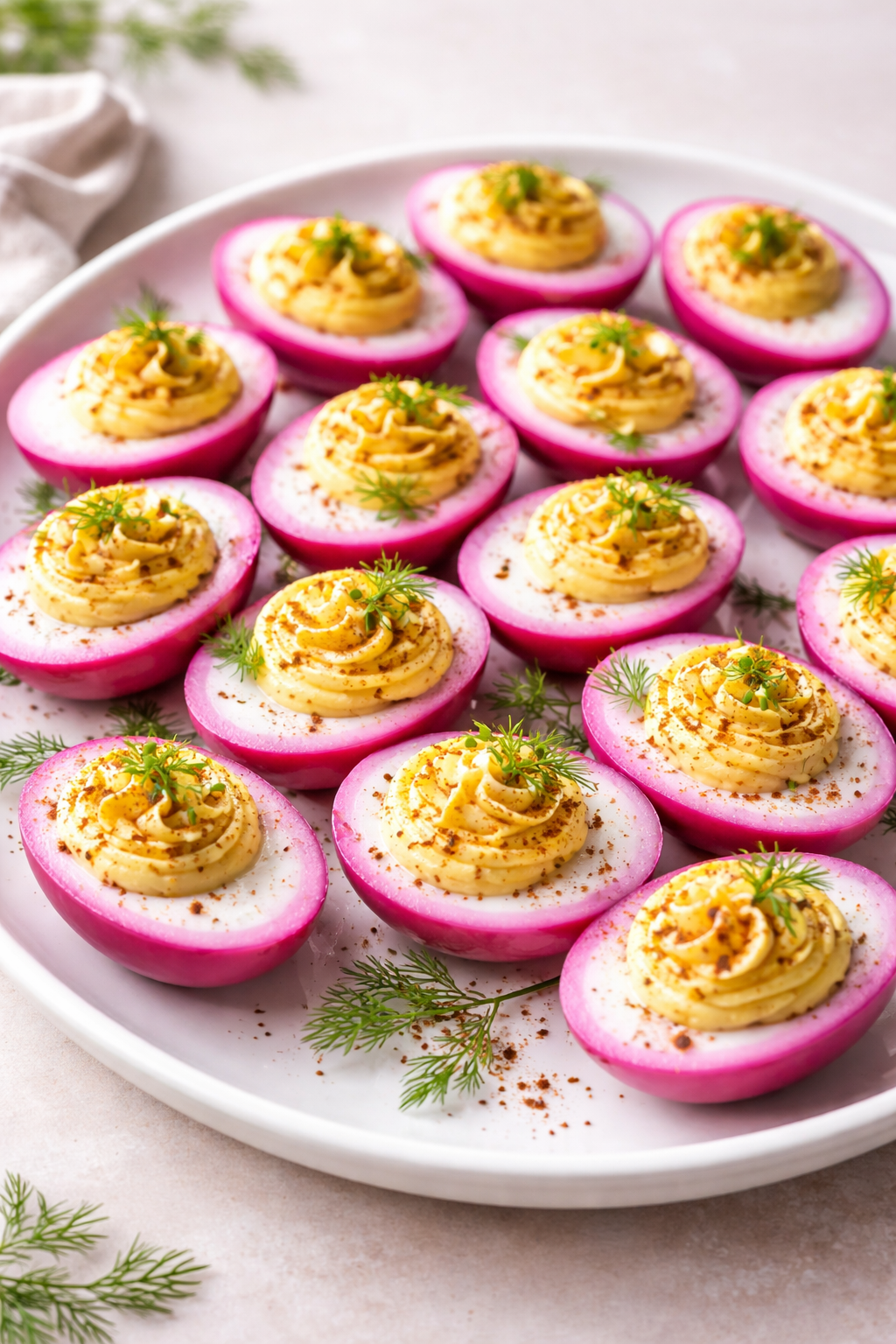 Festive Beet-Pickled Deviled Eggs