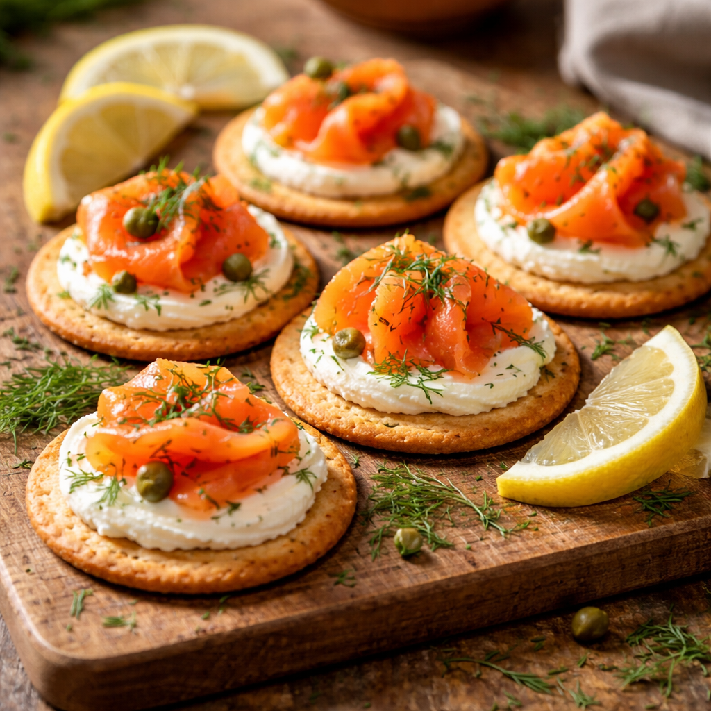 Smoked Salmon and Cream Cheese Canapés
