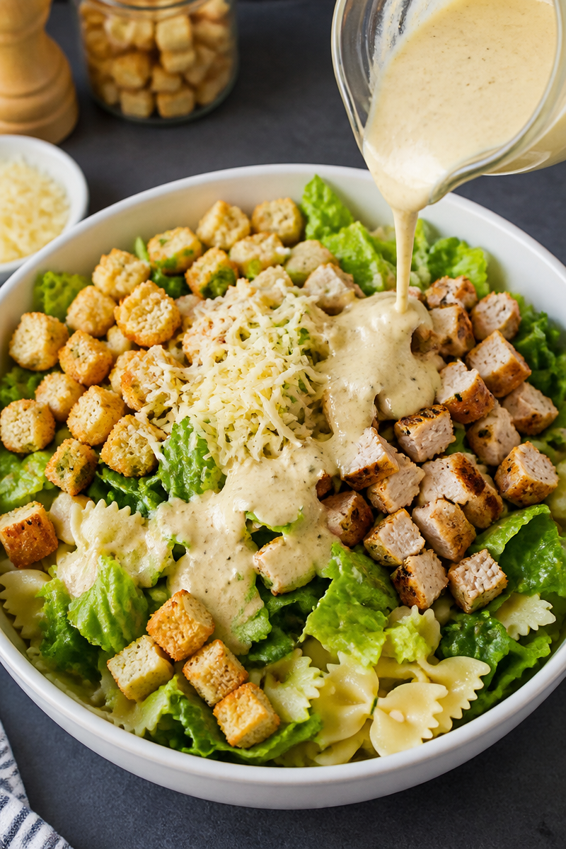 Easy Chicken Caesar Pasta Salad