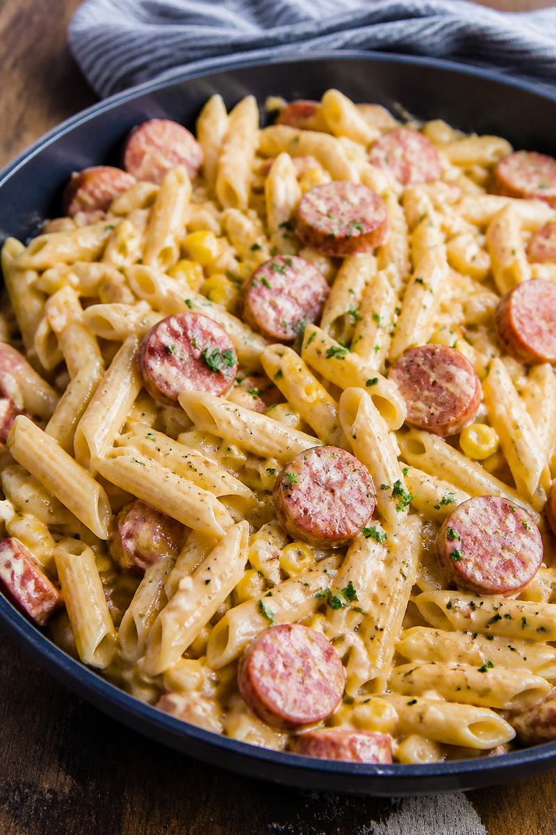 Cream Cheese Smoked Sausage Pasta