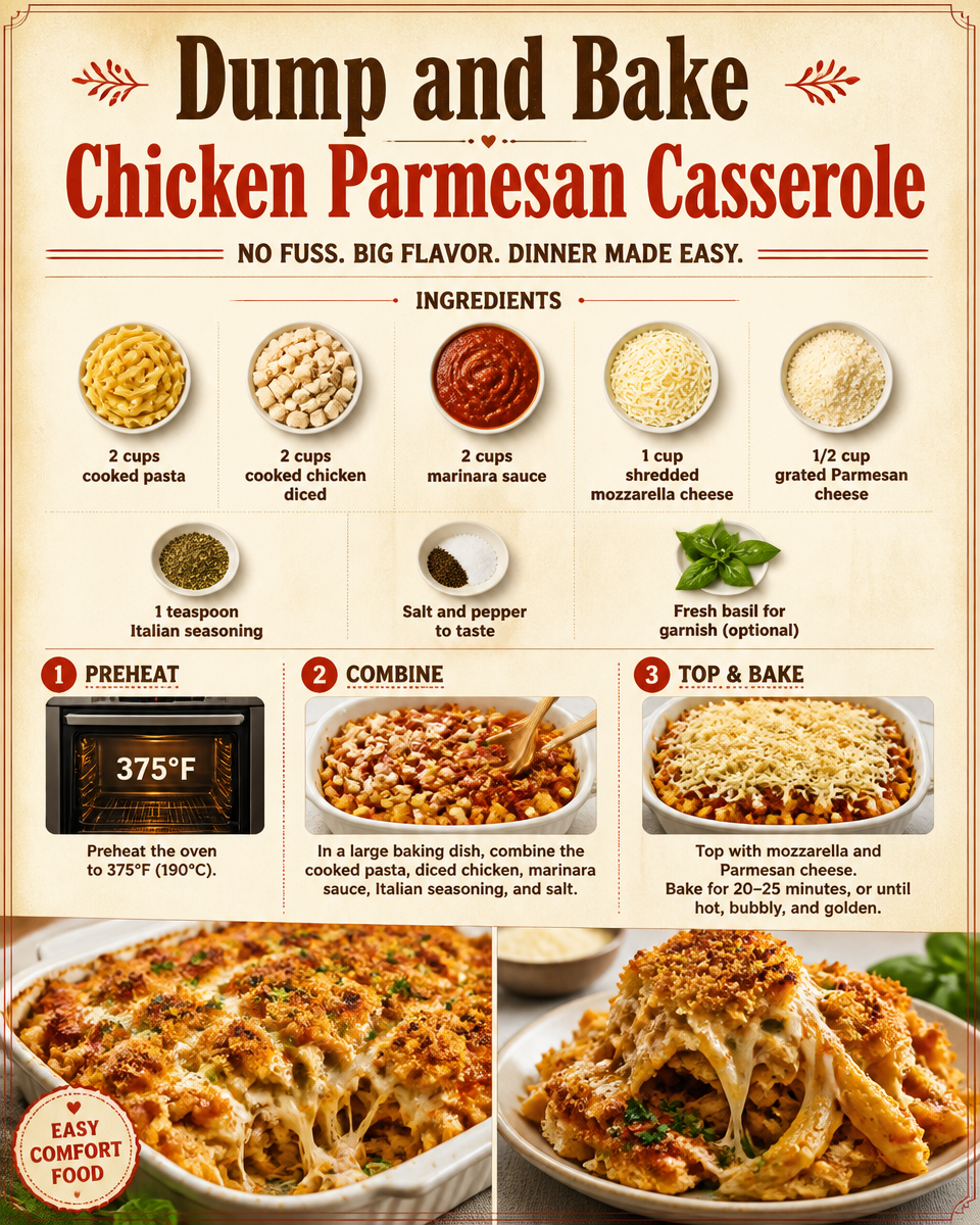 Dump and Bake Chicken Parmesan Casserole