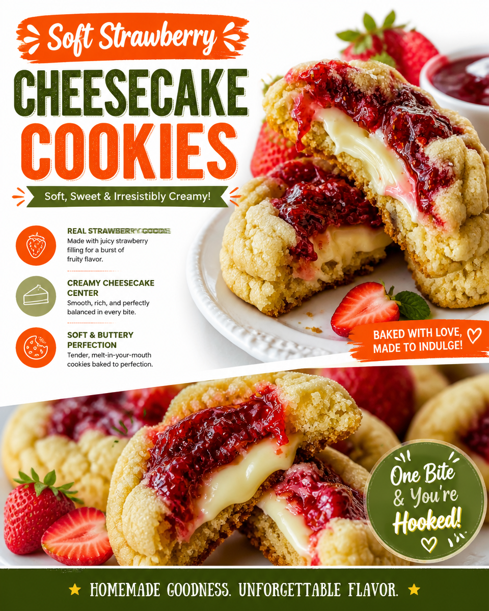 Soft Strawberry Cheesecake Cookies
