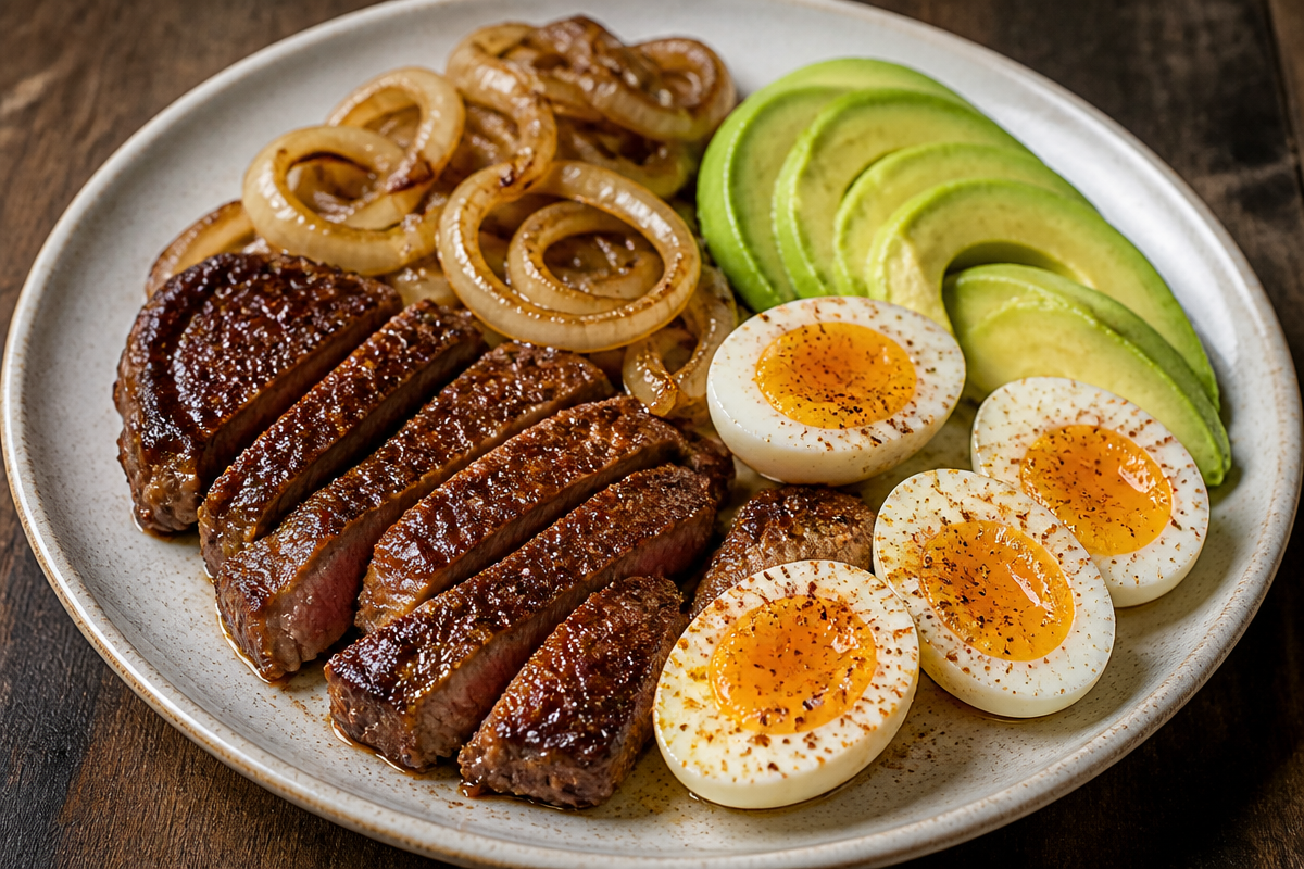 Crispy Steak, Eggs and Avocado