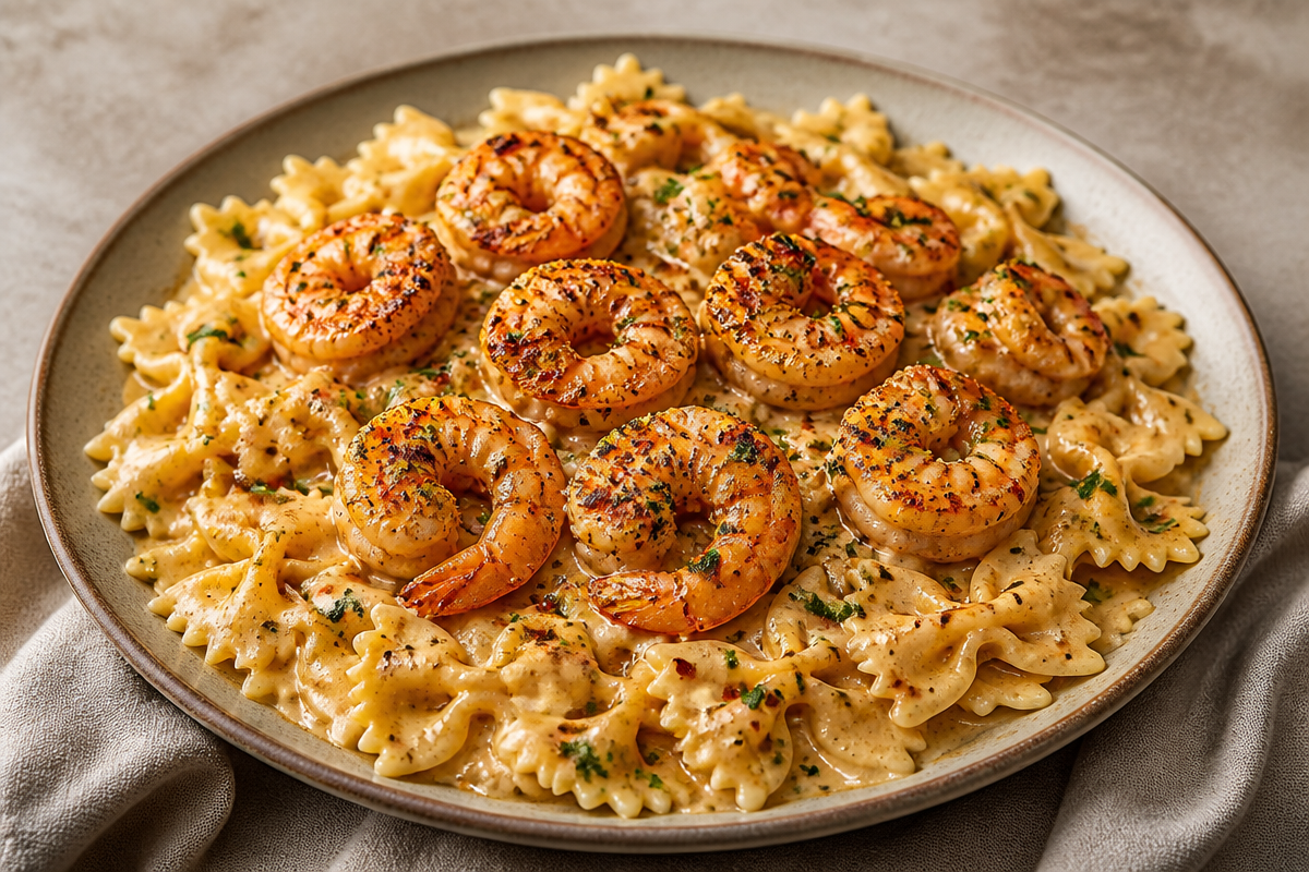 Silky Garlic Shrimp Pasta