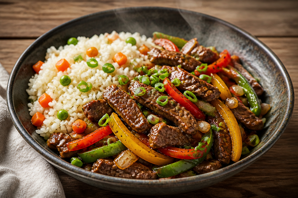 Sizzling Beef Stir-Fry Veggie Rice Bowl